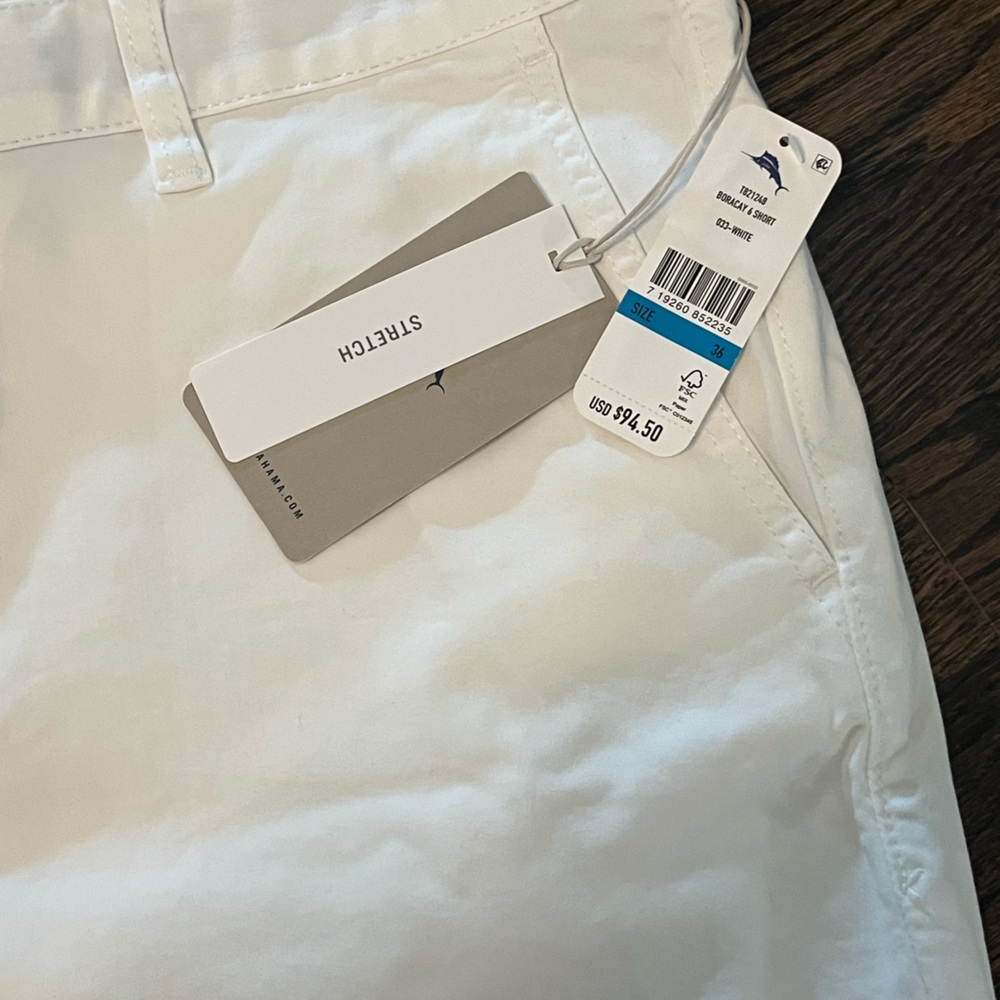 Men’s NWT White stretch SZ 36 Tommy Bahama boracay 6 inch shorts WHITE - Picture 3 of 9